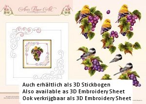 3D Card Embroidery Pattern Sheet 12 Grapevine