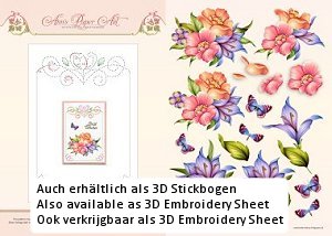 3D Card Embroidery Pattern Sheet 14 Blue Lily