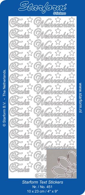 Stickers Starform 451 - Frohe Weihnachten - Silber