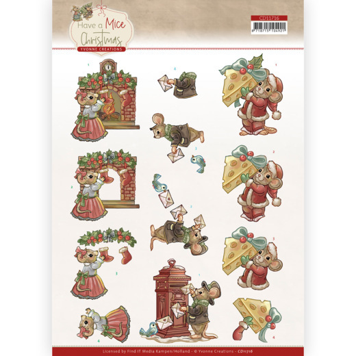 3D Bogen Yvonne Creations - Christmas Mice CD11716