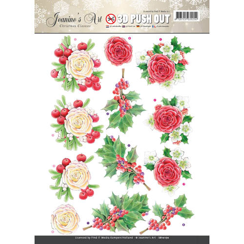 3D Stanzbogen Jeanines Christmas Roses SB10170