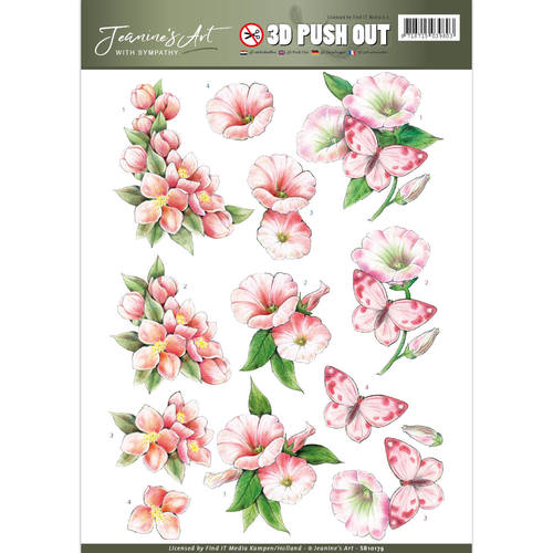 3D Stanzbogen Jeanine's Art - Pink flowers SB10179