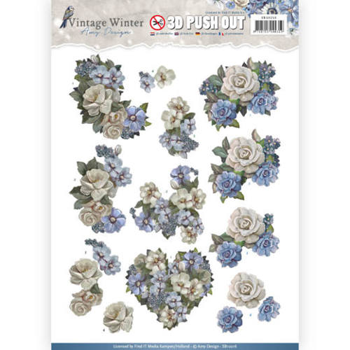 3D Die cut sheet Amy Design Winter Flowers SB10216