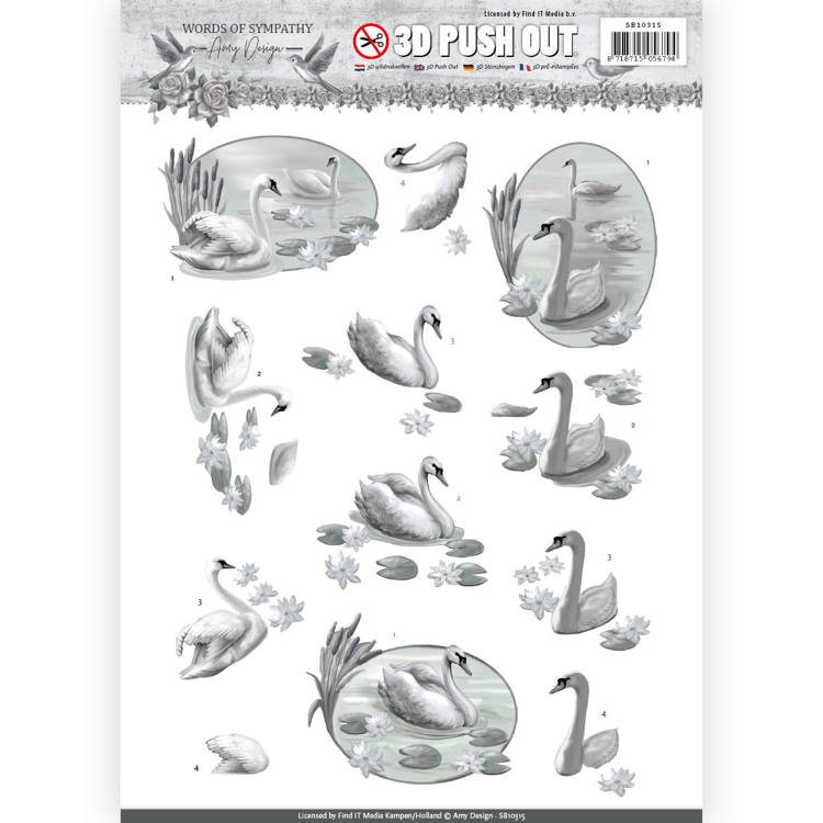 3D Stanzbogen Amy Design Sympathy Swans SB10315