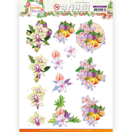 3D Stanzbogen Jeanines Art - Exotic Purple Flowers SB10572