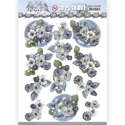 3D Stanzbogen Amy Design - Winter Flowers SB10598