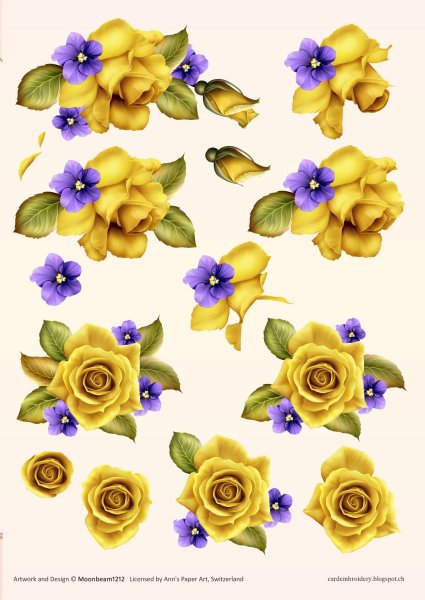 3D Bogen (A5) Ann's Paper Art Yellow Roses 3DCE13002