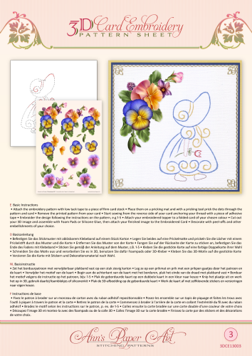 3D Card Embroidery Pattern Sheet 3 Summer Pansies - zum Schließen ins Bild klicken