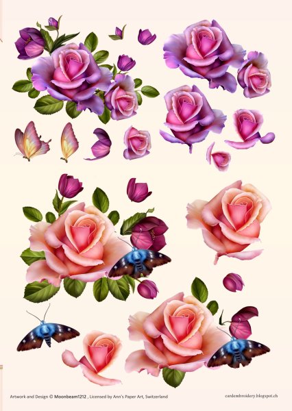 3D Sheet (A5) Ann's Paper Art Rose Romantica 3DCE13009