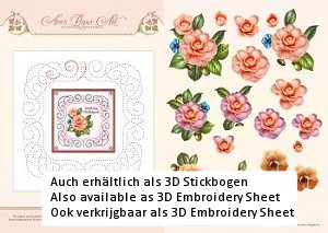 3D Card Embroidery Pattern Sheet 10 Camellia