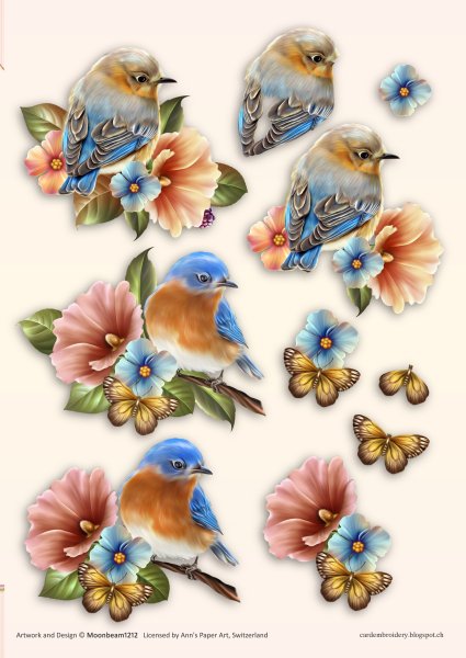 3D Sheet (A5) Ann's Paper Art Bluebird 3DCE13013