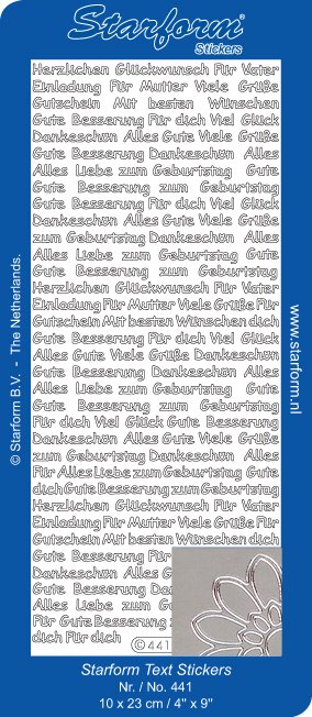 Sticker Starform nr. 441 - Glückwunsch text - Silber