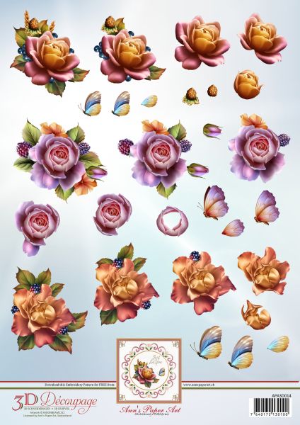 3D Bogen Ann's Paper Art Autumn Roses APA3D014
