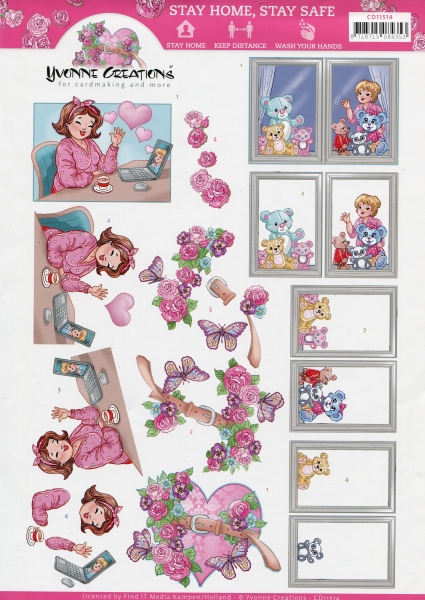 GRATIS -3D Sheet Yvonne Creations Stay at Home CD11514