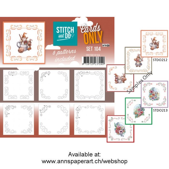 Cards only Stitch 104 - 6 Prepricked cardlayers