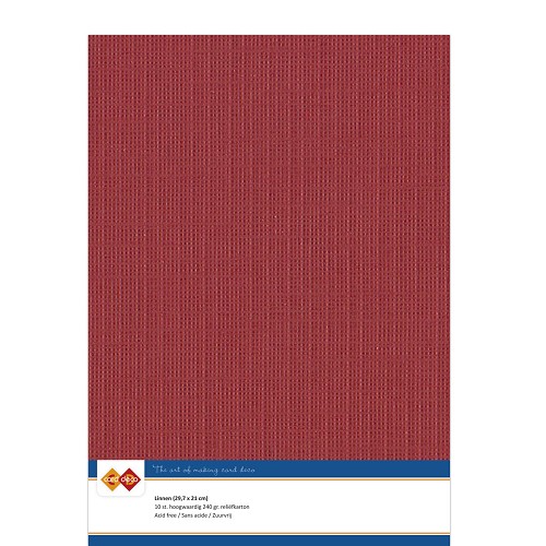 Linnen Karton - A4 - 34 Christmas Red (5x A4 Bogen)