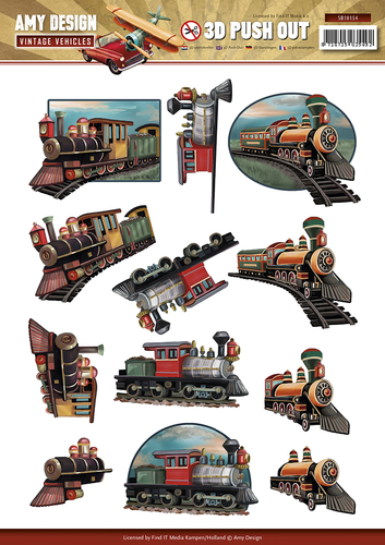 3D Die Cut Sheet Amy Design - Vintage Vehicles Trains SB10154