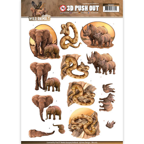 3D Stanzbogen Amy Design Wild Animals SB10162