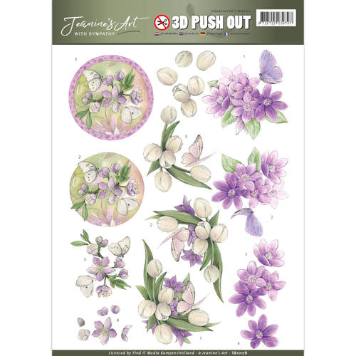 3D Die cut sheet Jeanine's Art - Violet Flowers SB10178