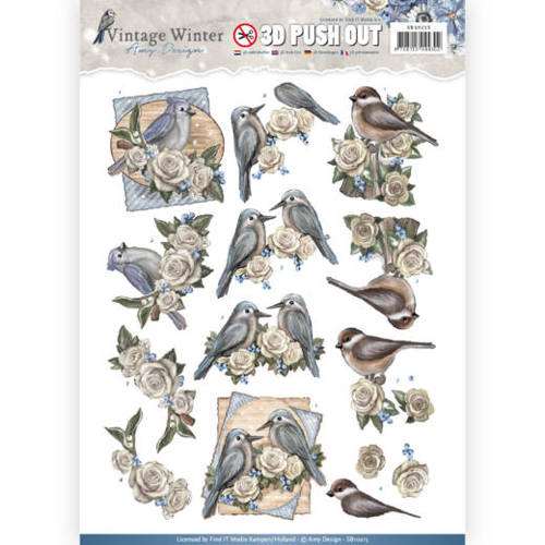 3D Die cut sheet Amy Design Winter Birds SB10215