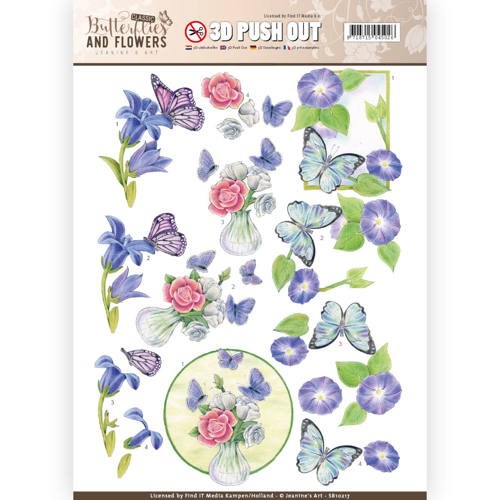 3D Die cut sheet Jeanine's Art Blue Flowers SB10217