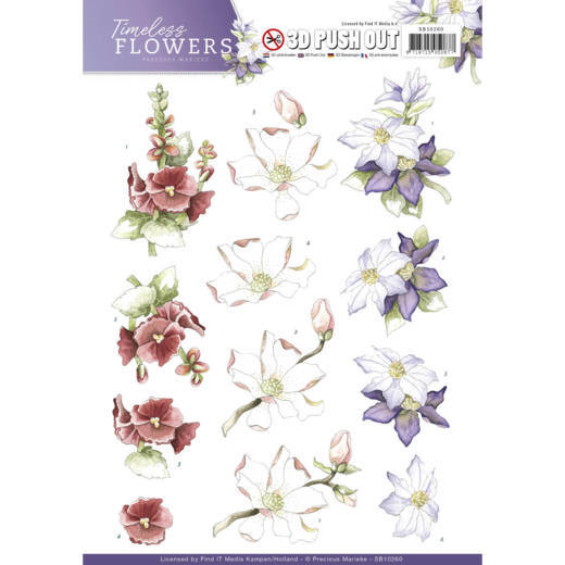 3D Diecut Sheet Precious Marieke Garden Flowers SB10260