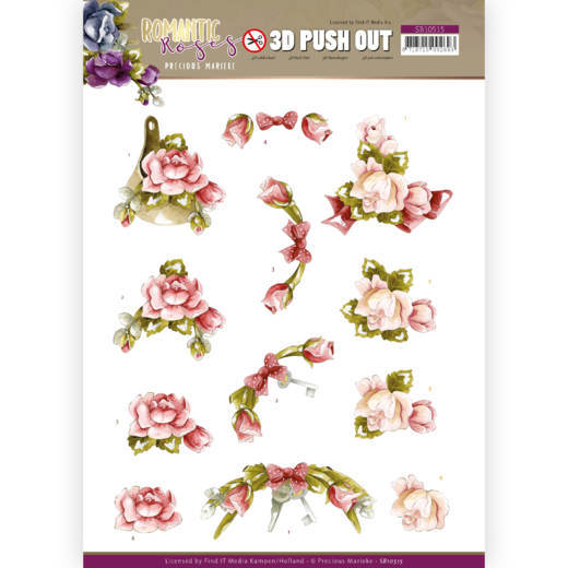 3D Stanzbogen Precious Marieke Pink Roses SB10515