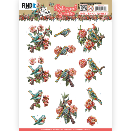 3D Die cut Sheet Amy Design - Colourful Birds SB10732