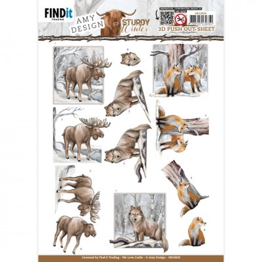 3D Die Cut Sheet Amy Design - Winter Moose SB10826