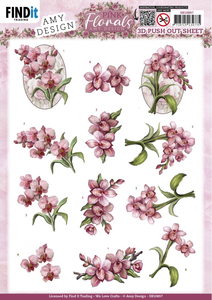 3D Die Cut Sheet Amy Creations - Orchids SB10897