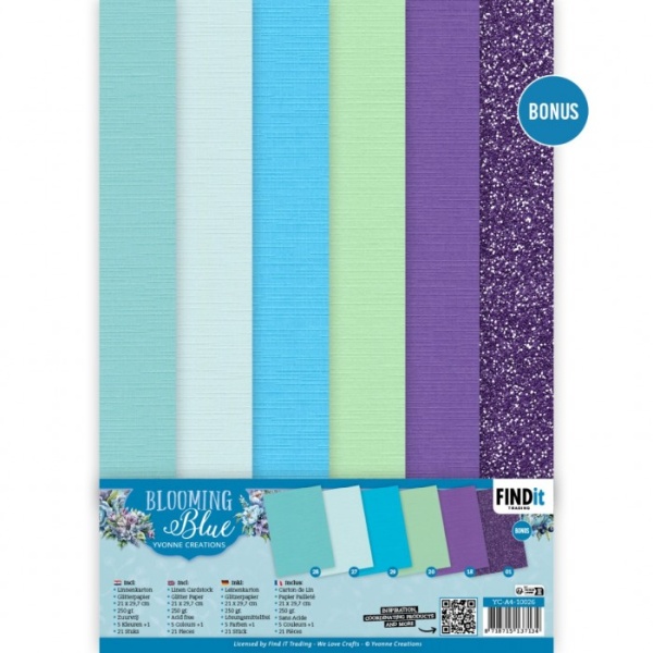 Linen Cardstock Pack - Blooming Blue - A4